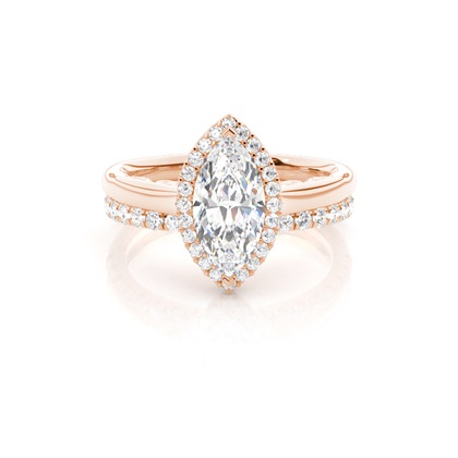 Rose Gold Bridal Set Diamond Engagement Rings