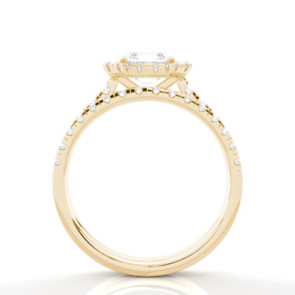 Asscher Yellow Gold Bridal Set Engagement Rings