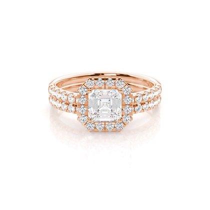 Rose Gold Bridal Set Diamond Engagement Rings
