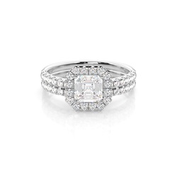 Anello Di Fidanzamento Da Sposa Rotondo In Oro Bianco