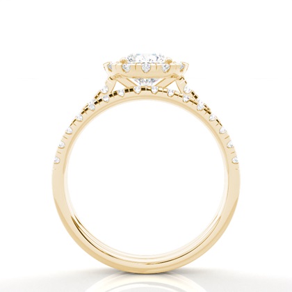 Cushion Yellow Gold Bridal Set Engagement Rings