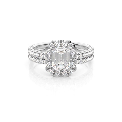 Emerald Bridal Set Diamond Engagement Rings