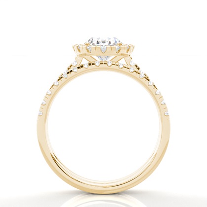 1.00 Carat Yellow Gold Bridal Set Engagement Rings