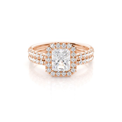Rose Gold Bridal Set Diamond Engagement Rings