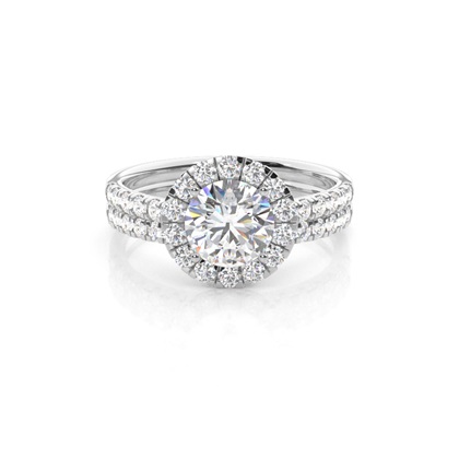 White Gold Round Bridal Set Engagement Ring