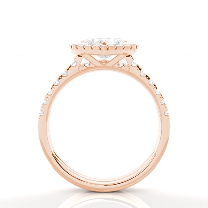 Heart Rose Gold Bridal Set Engagement Rings