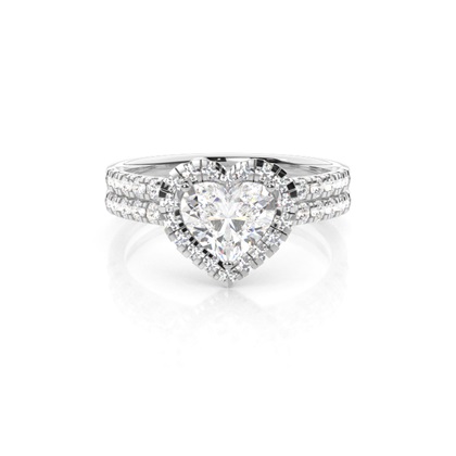 Heart Bridal Diamond Engagement and Wedding Ring Sets