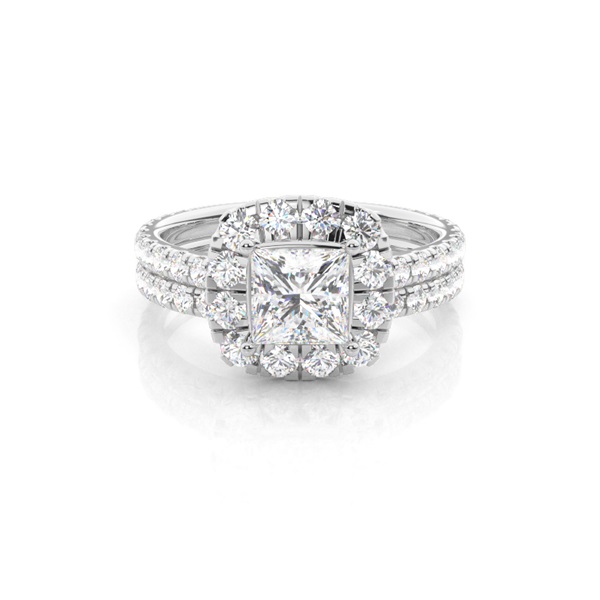 White Gold Round Bridal Set Engagement Ring