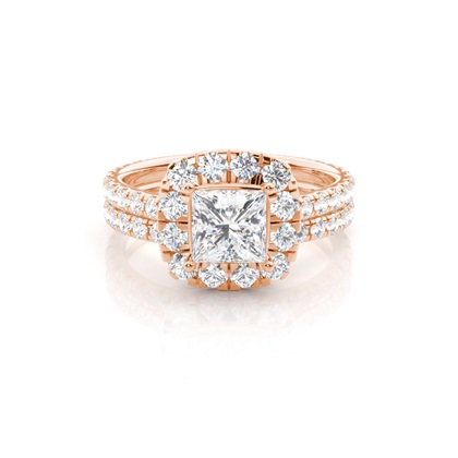 Rose Gold Bridal Set Diamond Engagement Rings