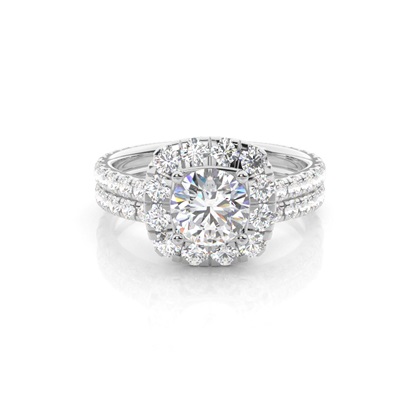 White Gold Round Bridal Set Engagement Ring