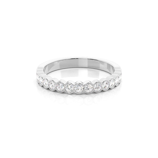 Bezel Setting Round Diamond Half Eternity Ring