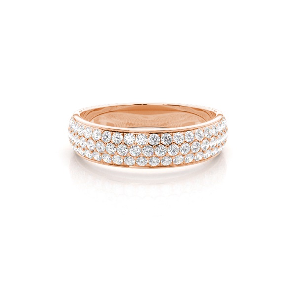 Pave Setting Round Diamond Half Eternity Ring