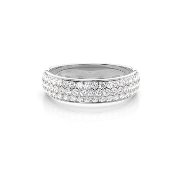 Pave Setting Round Diamond Half Eternity Ring