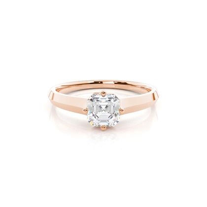 Asscher Rose Gold Solitaire Diamond Rings