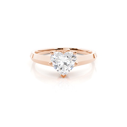 Heart Rose Gold Solitaire Diamond Rings
