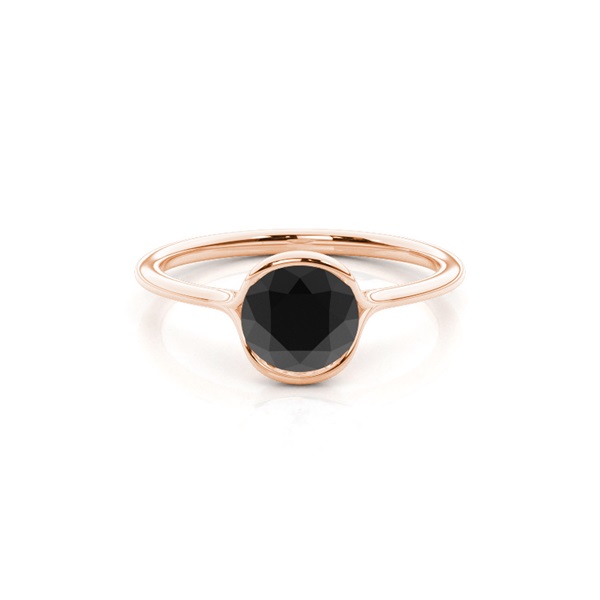 Semi Bezel Setting Solitaire Black Diamond Engagement Ring