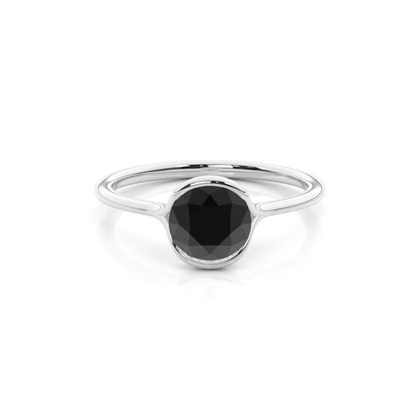 Semi Bezel Setting Solitaire Black Diamond Engagement Ring