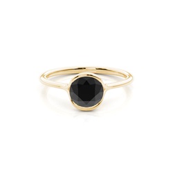 Semi Bezel Setting Solitaire Black Diamond Engagement Ring