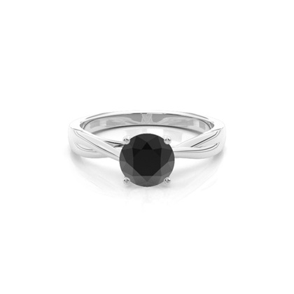 Prong Setting Solitaire Black Diamond Engagement Ring