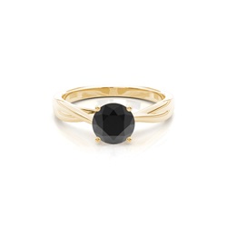 Prong Setting Solitaire Black Diamond Engagement Ring