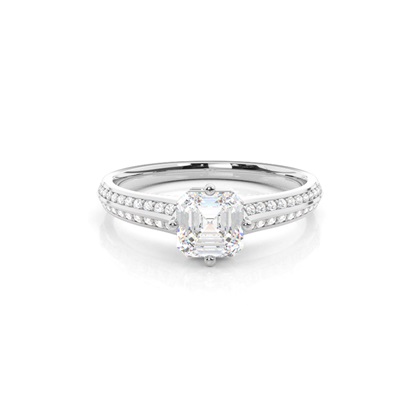 Asscher Side Stone Diamond Rings