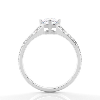 Prong Round Side Stone Moissanit Verlobungsring