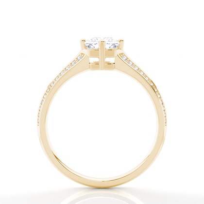 Prong Round Side Stone Moissanit Verlobungsring