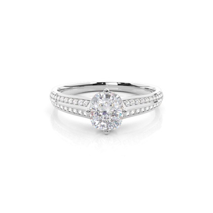 Prong Round Side Stone Moissanite Engagement Ring