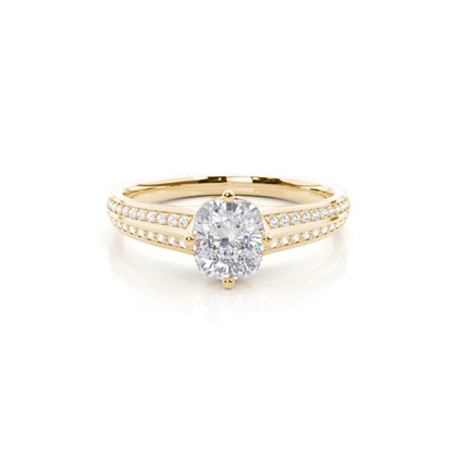 Prong Round Side Stone Moissanite Engagement Ring
