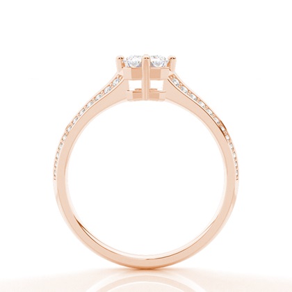 Prong Round Side Stone Moissanit Verlobungsring