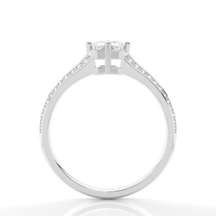 Prong Round Side Stone Moissanit Verlobungsring