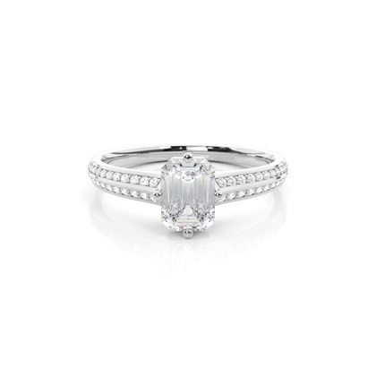 Prong Round Side Stone Moissanite Engagement Ring