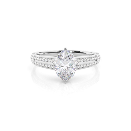 Prong Round Side Stone Moissanite Engagement Ring