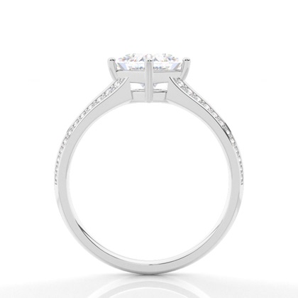 Prong Round Side Stone Moissanit Verlobungsring