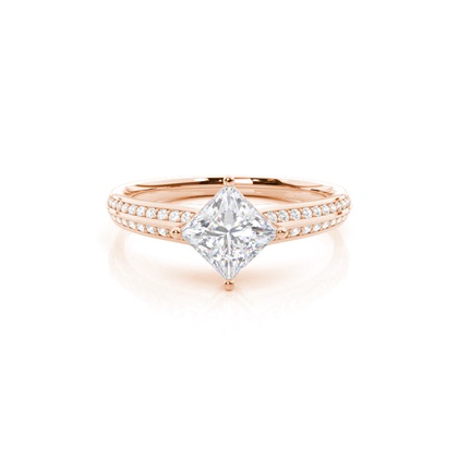 Prong Round Side Stone Moissanite Engagement Ring