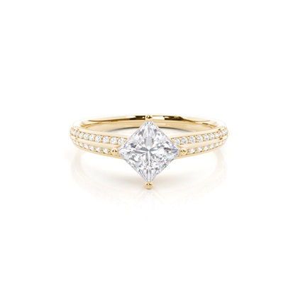 Prong Round Side Stone Moissanite Engagement Ring
