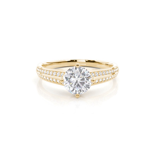 Prong Round Side Stone Moissanite Engagement Ring