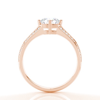 Prong Round Side Stone Moissanit Verlobungsring