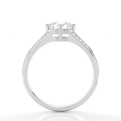 Prong Round Side Stone Moissanit Verlobungsring