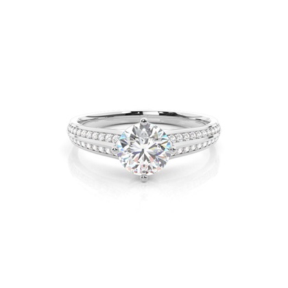 Prong Set Round Side Stone Diamond Engagement Ring