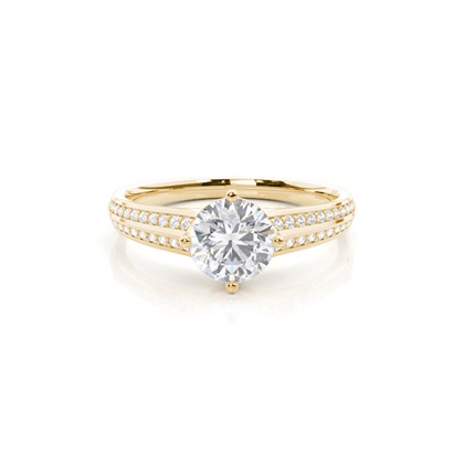 Prong Round Side Stone Moissanite Engagement Ring