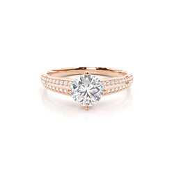 Prong Set Round Side Stone Diamond Engagement Ring