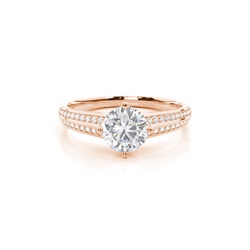 Prong Round Side Stone Moissanit Verlobungsring