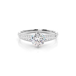 Prong Set Round Side Stone Diamond Engagement Ring