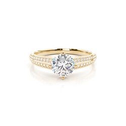 Prong Set Round Side Stone Diamond Engagement Ring