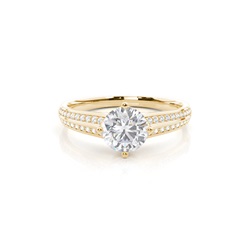 Prong Round Side Stone Moissanite Engagement Ring