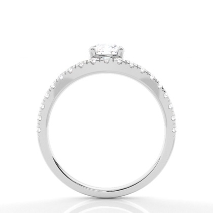 Prong Round Side Stone Moissanit Verlobungsring