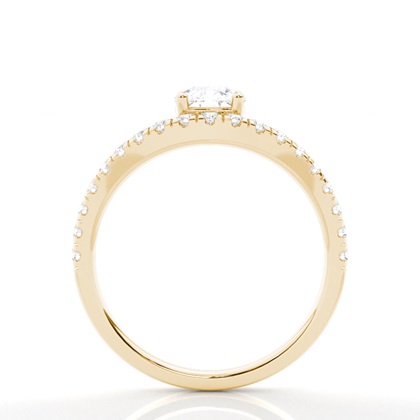 Prong Round Side Stone Moissanit Verlobungsring