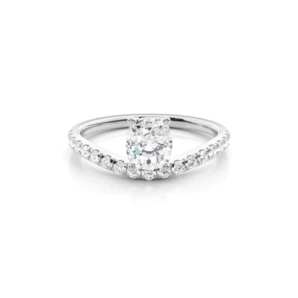 Prong Set Round Side Stone Diamond Engagement Ring