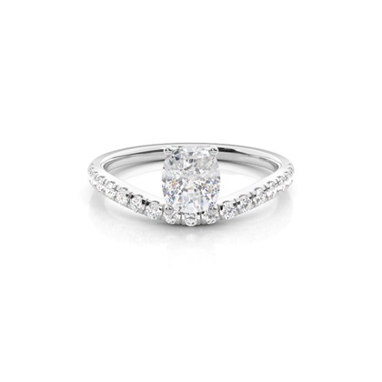 Prong Round Side Stone Moissanite Engagement Ring